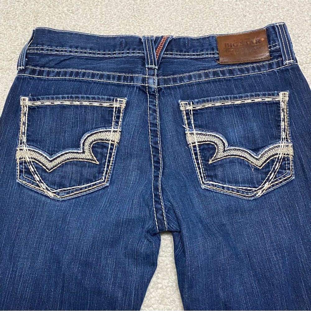 Big Star Union Straight Jeans Men’s 34R Blue Denim Thick Stitch Pockets